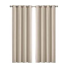 Triple Layer Beige Blockout Eyelet Curtains (Set of 2)